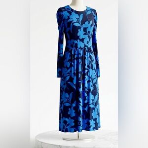 Boden Puff Sleeve Blouson Dress Navy Silhouette Bloom 4